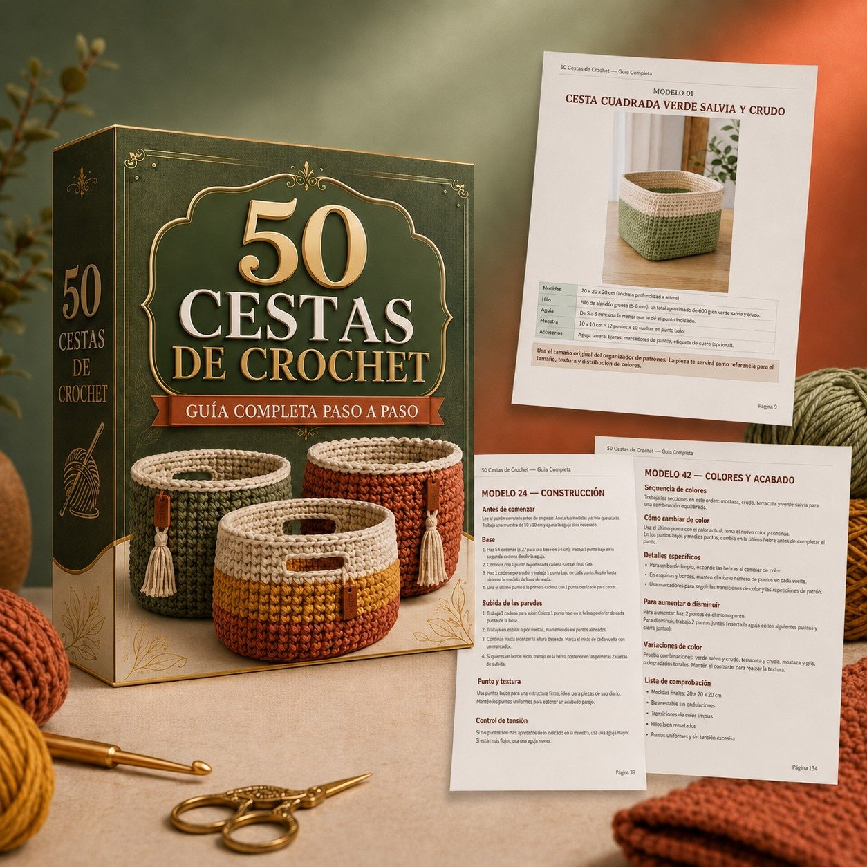 Collezione di cestini all’uncinetto